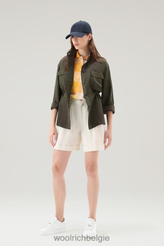 Utility-overshirt van een linnenmix Woolrich vrouwen 8TTN0103 donkergroen kleding