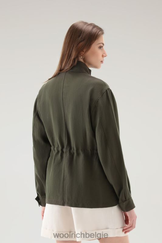 Utility-overshirt van een linnenmix Woolrich vrouwen 8TTN0103 donkergroen kleding