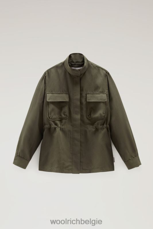 Utility-overshirt van een linnenmix Woolrich vrouwen 8TTN0103 donkergroen kleding