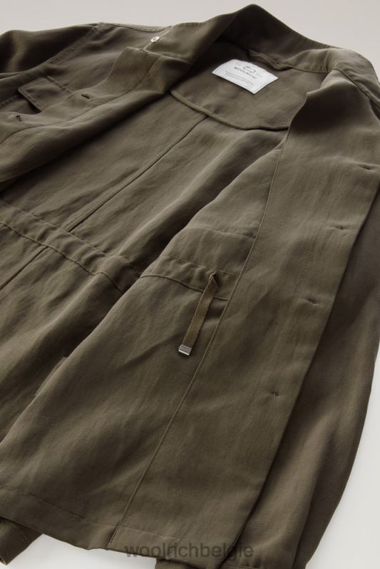 Utility-overshirt van een linnenmix Woolrich vrouwen 8TTN0103 donkergroen kleding
