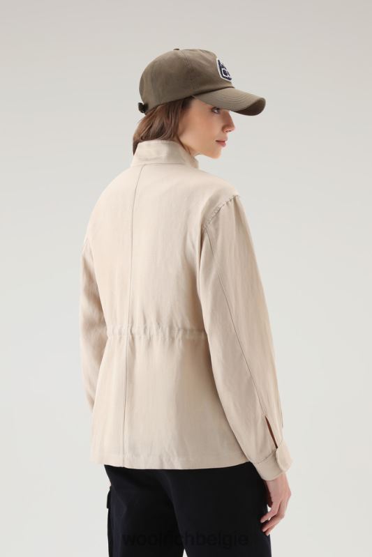 Utility-overshirt van een linnenmix Woolrich vrouwen 8TTN028 veer beige kleding