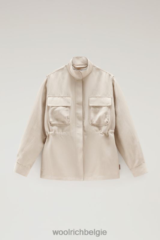 Utility-overshirt van een linnenmix Woolrich vrouwen 8TTN028 veer beige kleding