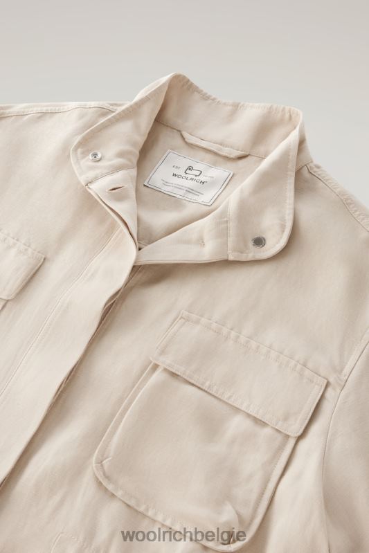 Utility-overshirt van een linnenmix Woolrich vrouwen 8TTN028 veer beige kleding