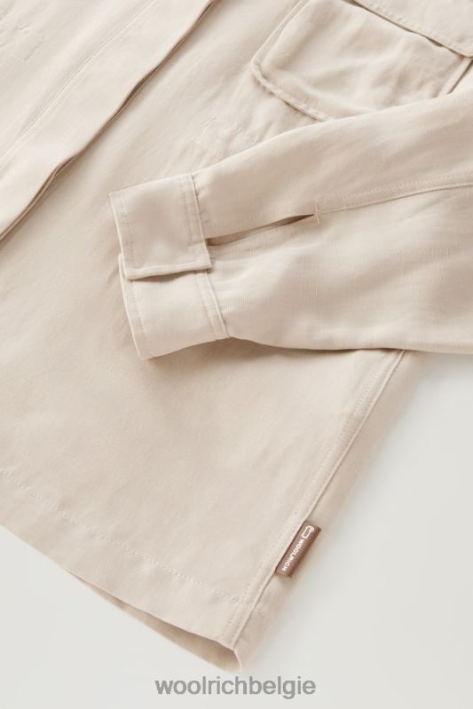 Utility-overshirt van een linnenmix Woolrich vrouwen 8TTN028 veer beige kleding