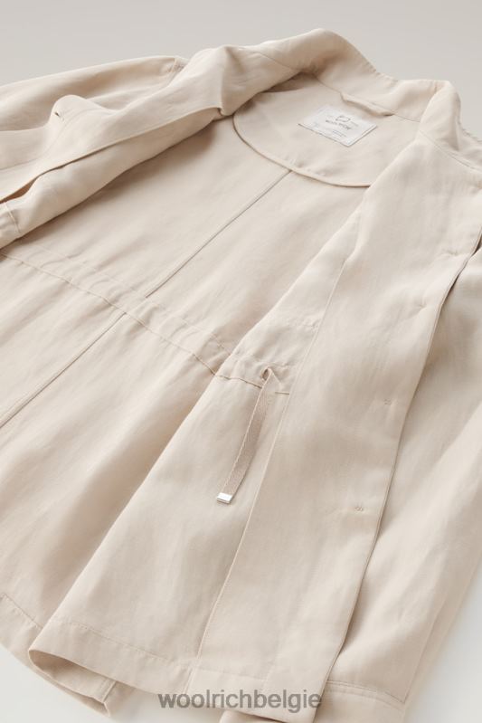 Utility-overshirt van een linnenmix Woolrich vrouwen 8TTN028 veer beige kleding