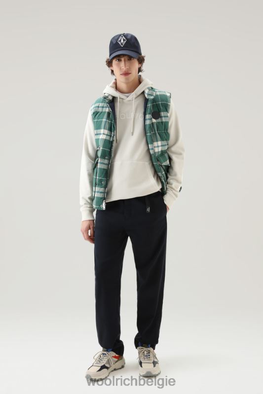 Varsity-hoodie van kledinggeverfd puur katoenfleece Woolrich Heren 8TTN0494 melkachtige crème kleding
