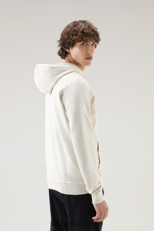 Varsity-hoodie van kledinggeverfd puur katoenfleece Woolrich Heren 8TTN0494 melkachtige crème kleding