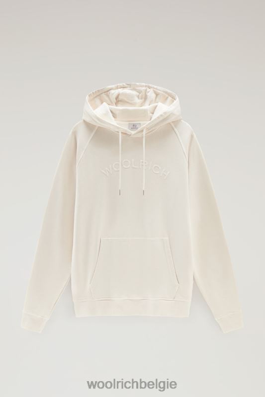 Varsity-hoodie van kledinggeverfd puur katoenfleece Woolrich Heren 8TTN0494 melkachtige crème kleding