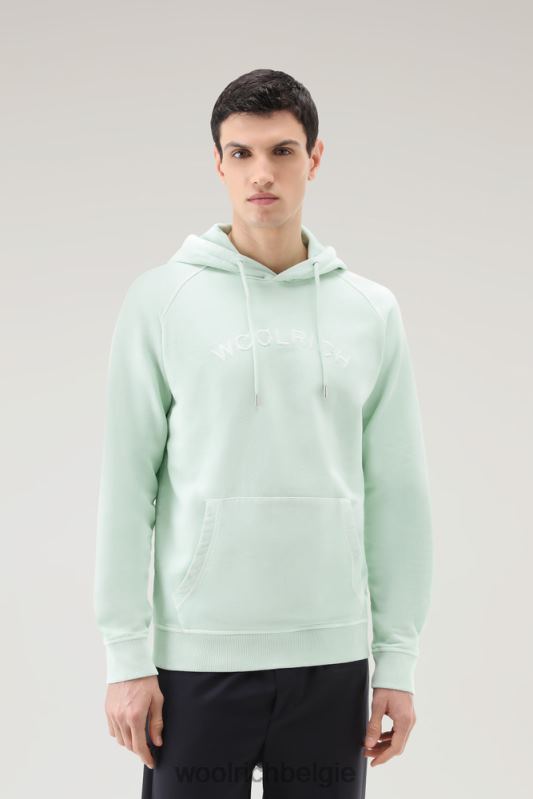 Varsity-hoodie van kledinggeverfd puur katoenfleece Woolrich Heren 8TTN0507 haven groen kleding