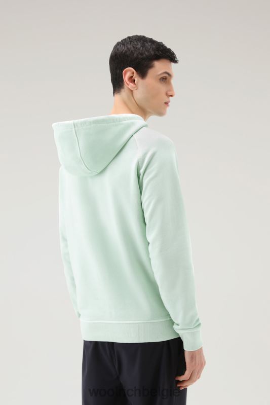 Varsity-hoodie van kledinggeverfd puur katoenfleece Woolrich Heren 8TTN0507 haven groen kleding