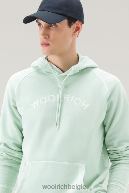 Varsity-hoodie van kledinggeverfd puur katoenfleece Woolrich Heren 8TTN0507 haven groen kleding