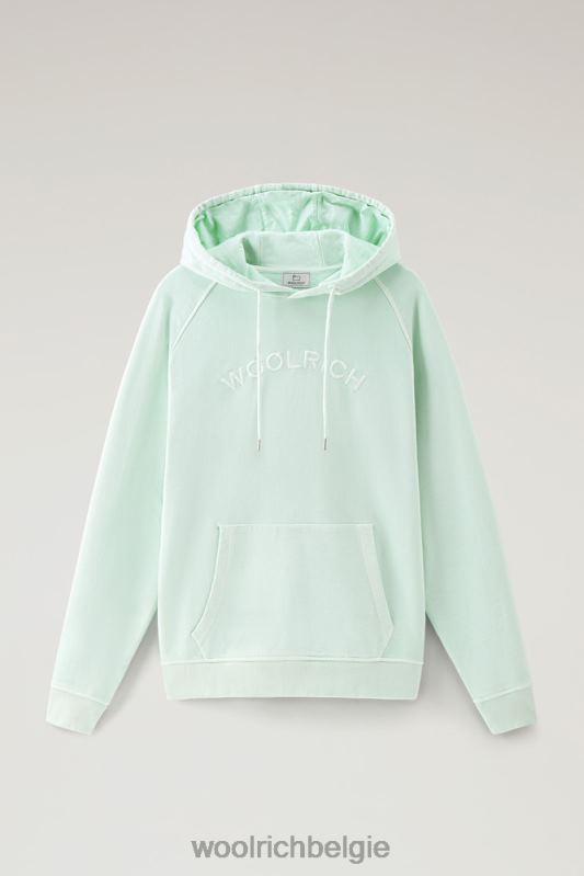 Varsity-hoodie van kledinggeverfd puur katoenfleece Woolrich Heren 8TTN0507 haven groen kleding