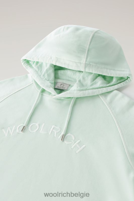 Varsity-hoodie van kledinggeverfd puur katoenfleece Woolrich Heren 8TTN0507 haven groen kleding