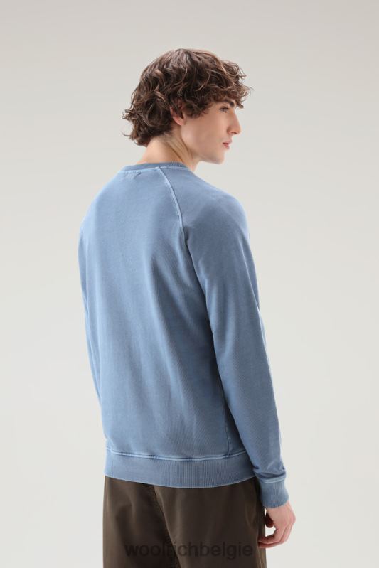Varsity-ronde hals van kledinggeverfd puur katoenfleece Woolrich Heren 8TTN0488 indigo kleding