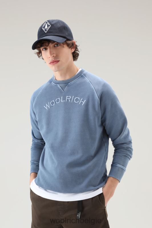 Varsity-ronde hals van kledinggeverfd puur katoenfleece Woolrich Heren 8TTN0488 indigo kleding