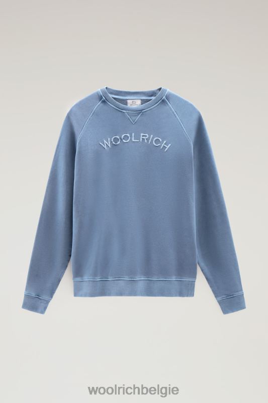 Varsity-ronde hals van kledinggeverfd puur katoenfleece Woolrich Heren 8TTN0488 indigo kleding