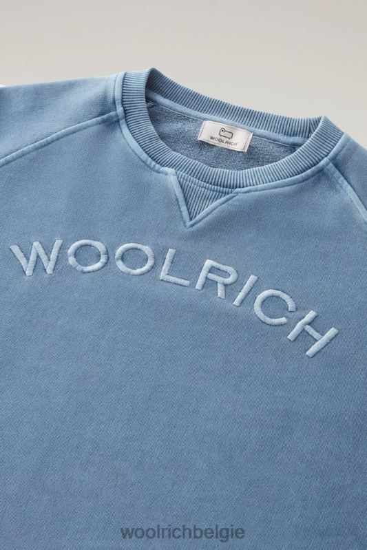 Varsity-ronde hals van kledinggeverfd puur katoenfleece Woolrich Heren 8TTN0488 indigo kleding