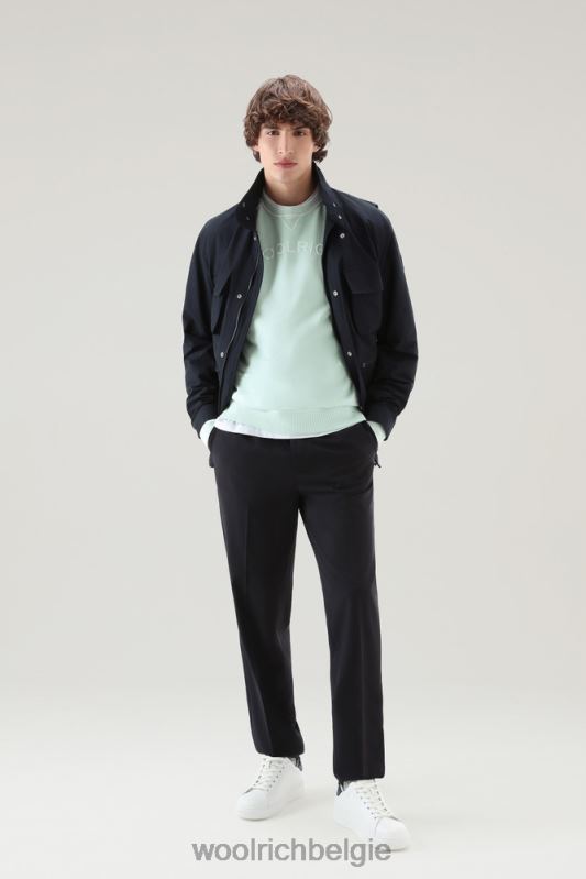 Varsity-ronde hals van kledinggeverfd puur katoenfleece Woolrich Heren 8TTN0489 haven groen kleding