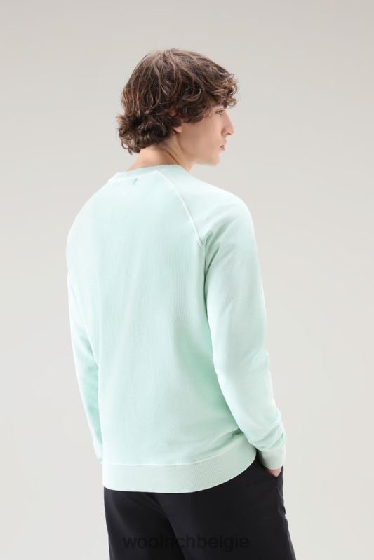 Varsity-ronde hals van kledinggeverfd puur katoenfleece Woolrich Heren 8TTN0489 haven groen kleding