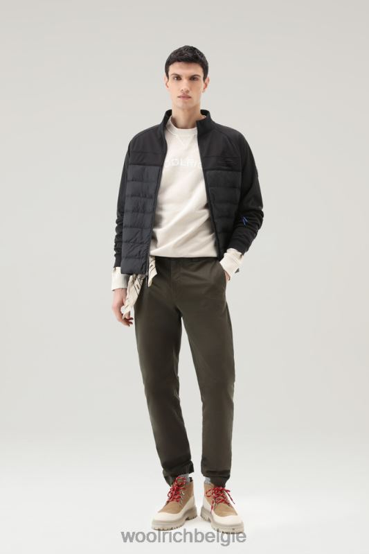 Varsity-ronde hals van kledinggeverfd puur katoenfleece Woolrich Heren 8TTN0503 melkachtige crème kleding