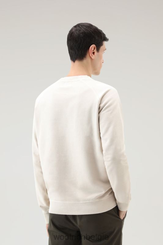 Varsity-ronde hals van kledinggeverfd puur katoenfleece Woolrich Heren 8TTN0503 melkachtige crème kleding