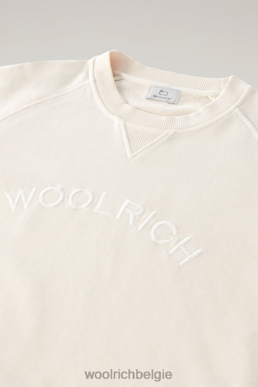 Varsity-ronde hals van kledinggeverfd puur katoenfleece Woolrich Heren 8TTN0503 melkachtige crème kleding