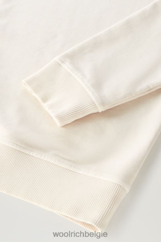 Varsity-ronde hals van kledinggeverfd puur katoenfleece Woolrich Heren 8TTN0503 melkachtige crème kleding
