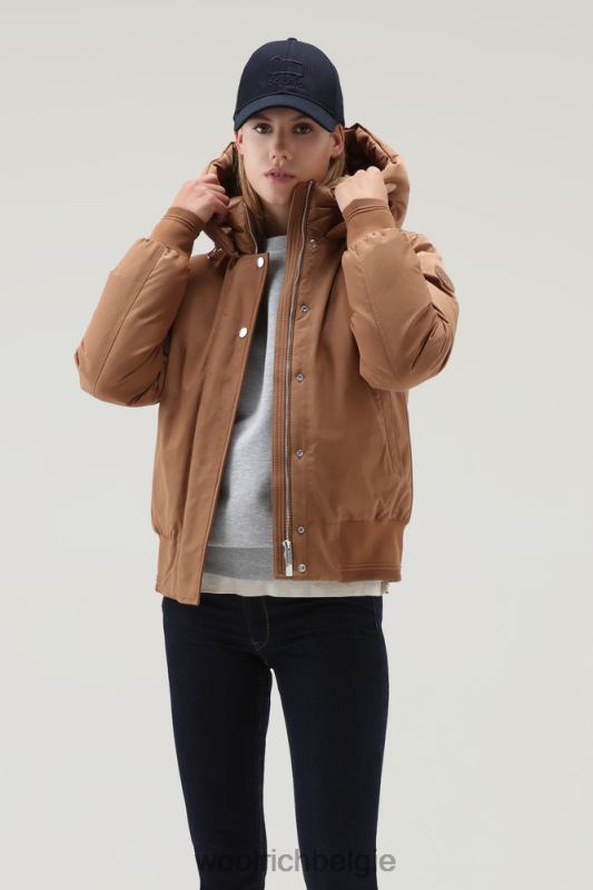 Weoka-bomberjack van zachte poefstof Woolrich vrouwen 8TTN0284 donkere kameel kleding