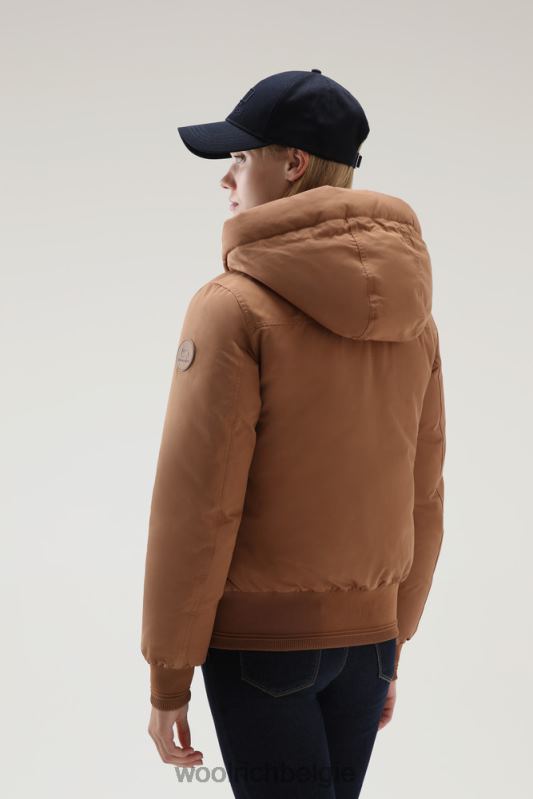 Weoka-bomberjack van zachte poefstof Woolrich vrouwen 8TTN0284 donkere kameel kleding