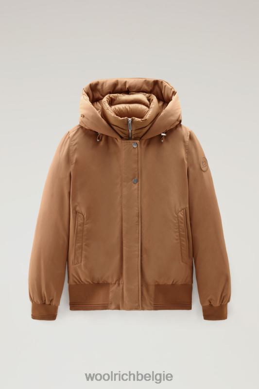 Weoka-bomberjack van zachte poefstof Woolrich vrouwen 8TTN0284 donkere kameel kleding