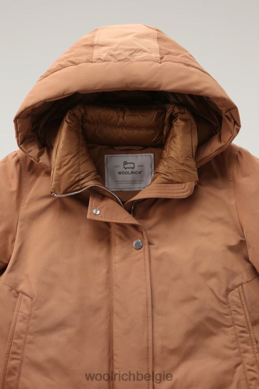 Weoka-bomberjack van zachte poefstof Woolrich vrouwen 8TTN0284 donkere kameel kleding