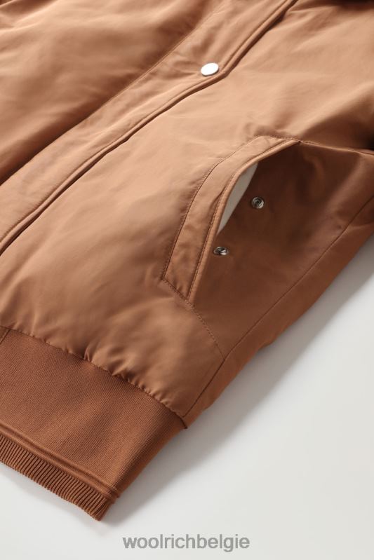 Weoka-bomberjack van zachte poefstof Woolrich vrouwen 8TTN0284 donkere kameel kleding