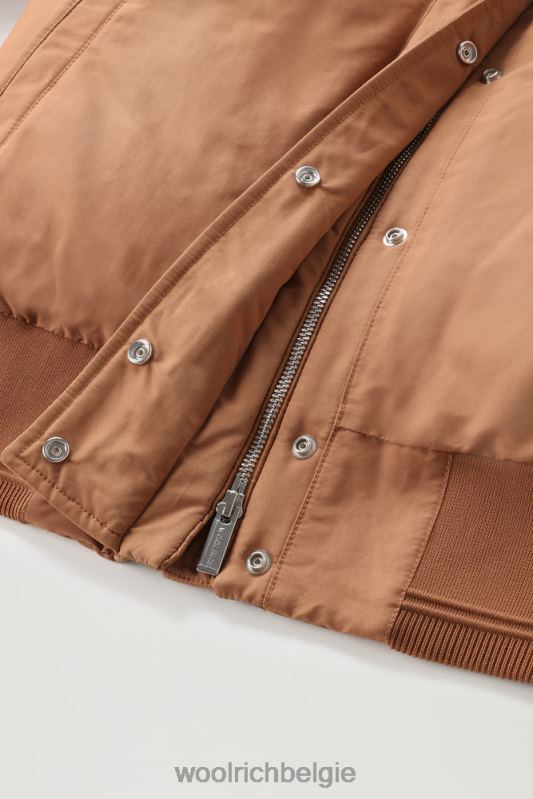 Weoka-bomberjack van zachte poefstof Woolrich vrouwen 8TTN0284 donkere kameel kleding