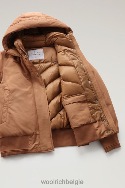 Weoka-bomberjack van zachte poefstof Woolrich vrouwen 8TTN0284 donkere kameel kleding