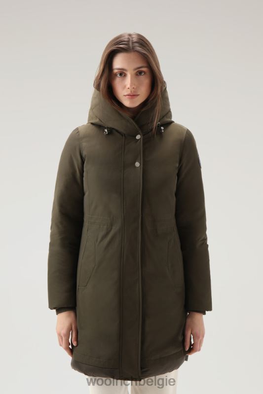 Weoka-parka van zachte ottoman-stof Woolrich vrouwen 8TTN0281 donkergroen kleding