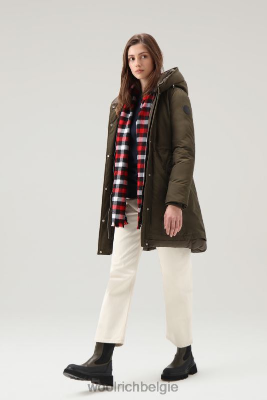 Weoka-parka van zachte ottoman-stof Woolrich vrouwen 8TTN0281 donkergroen kleding