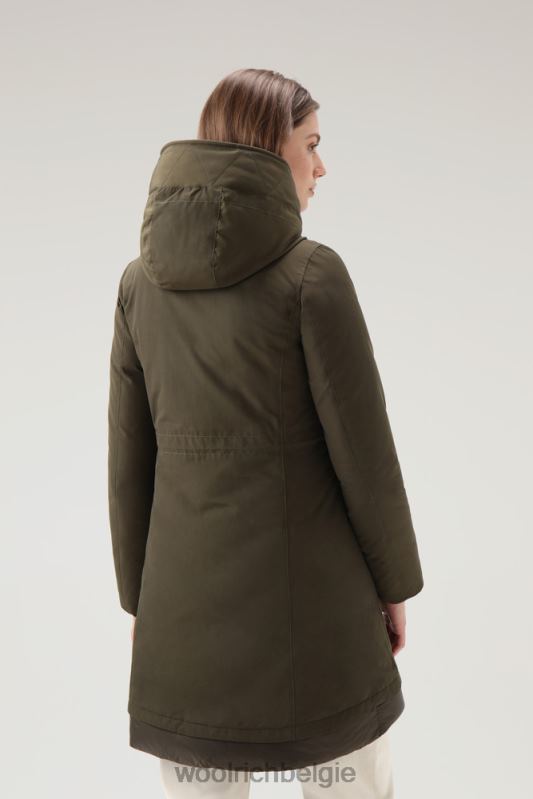 Weoka-parka van zachte ottoman-stof Woolrich vrouwen 8TTN0281 donkergroen kleding