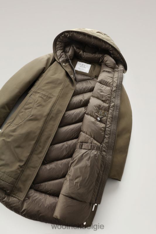 Weoka-parka van zachte ottoman-stof Woolrich vrouwen 8TTN0281 donkergroen kleding