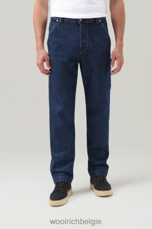 Werkjeans van katoen Woolrich Heren 8TTN0671 blauwe steen kleding