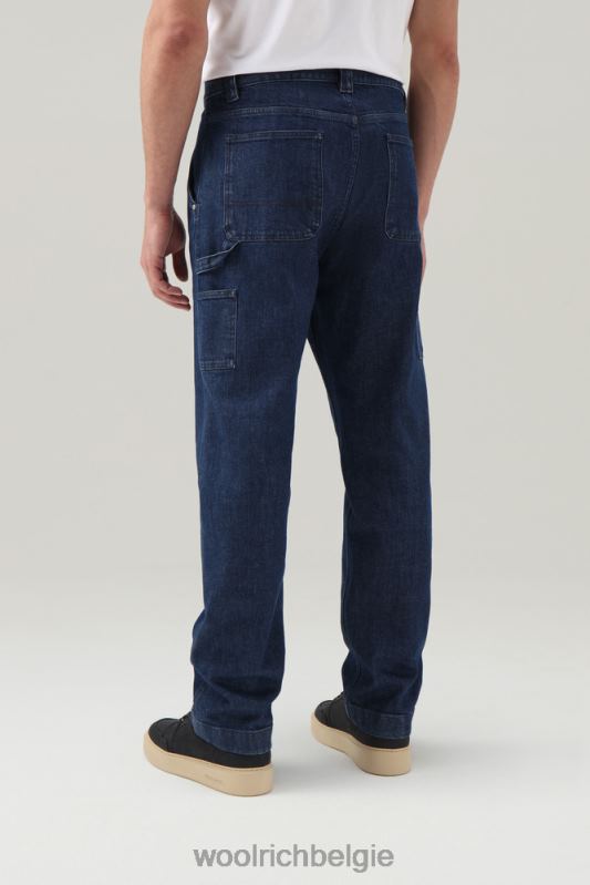 Werkjeans van katoen Woolrich Heren 8TTN0671 blauwe steen kleding