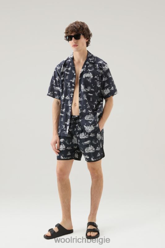 Zavikon boardshort met print van ripstop crinkle nylon Woolrich Heren 8TTN0459 Melton blauw kleding