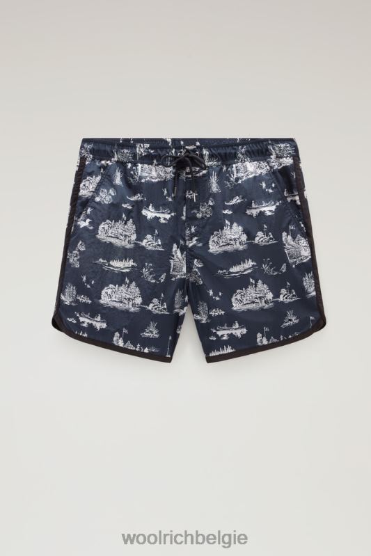 Zavikon boardshort met print van ripstop crinkle nylon Woolrich Heren 8TTN0459 Melton blauw kleding