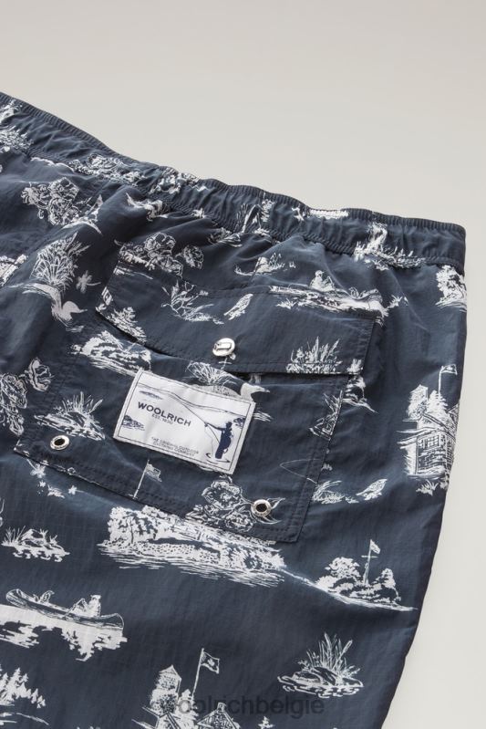 Zavikon boardshort met print van ripstop crinkle nylon Woolrich Heren 8TTN0459 Melton blauw kleding