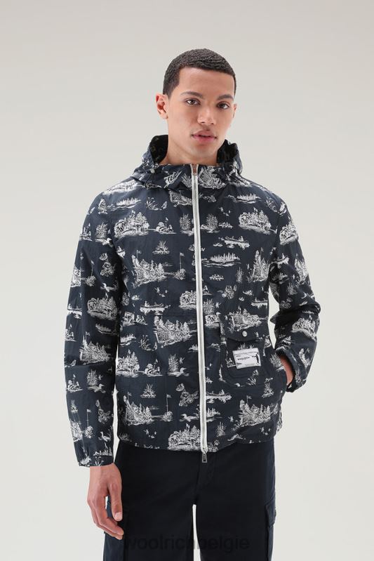 Zavikon jack met capuchon van ripstop crinkle nylon Woolrich Heren 8TTN0493 Melton blauw kleding