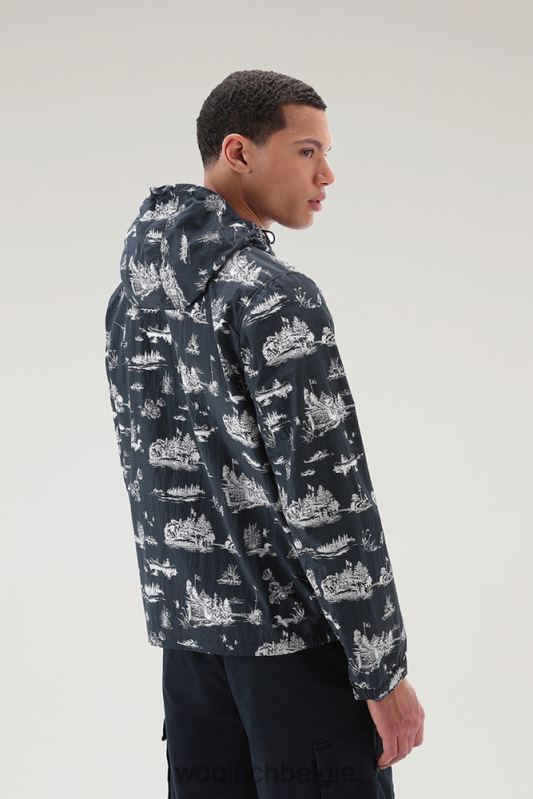 Zavikon jack met capuchon van ripstop crinkle nylon Woolrich Heren 8TTN0493 Melton blauw kleding
