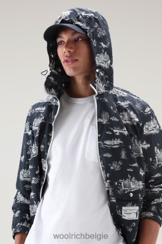 Zavikon jack met capuchon van ripstop crinkle nylon Woolrich Heren 8TTN0493 Melton blauw kleding