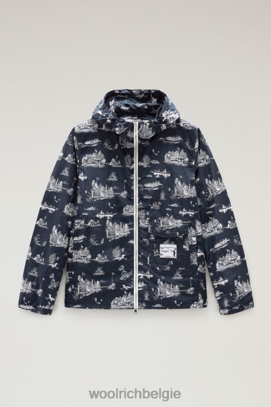 Zavikon jack met capuchon van ripstop crinkle nylon Woolrich Heren 8TTN0493 Melton blauw kleding