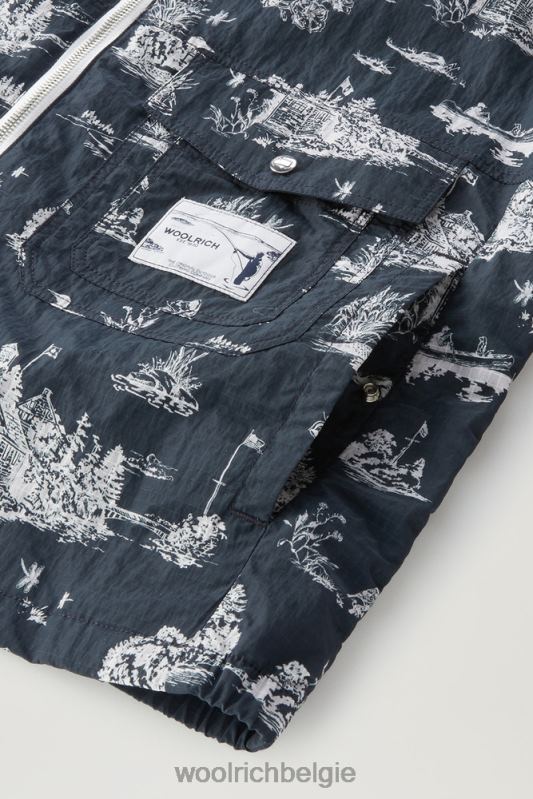 Zavikon jack met capuchon van ripstop crinkle nylon Woolrich Heren 8TTN0493 Melton blauw kleding