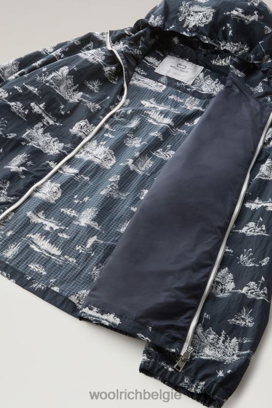 Zavikon jack met capuchon van ripstop crinkle nylon Woolrich Heren 8TTN0493 Melton blauw kleding