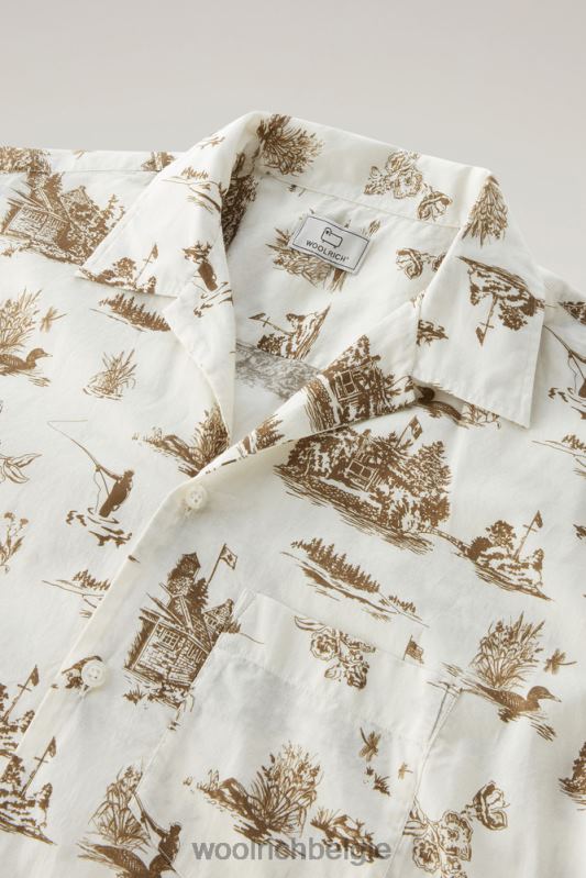 Zavikon-shirt met korte mouwen Woolrich Heren 8TTN0386 melkachtige crème kleding